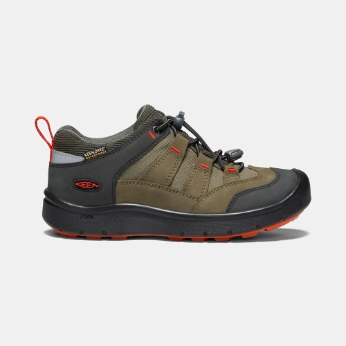 Magasin Chaussures Keen | Basket Keen Hikeport Waterproof Enfant Vert Olive Noir (FRY689472)
